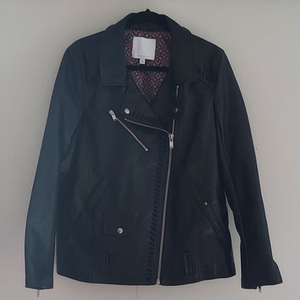 Anthropologie Black Faux Leather Moto Jacket